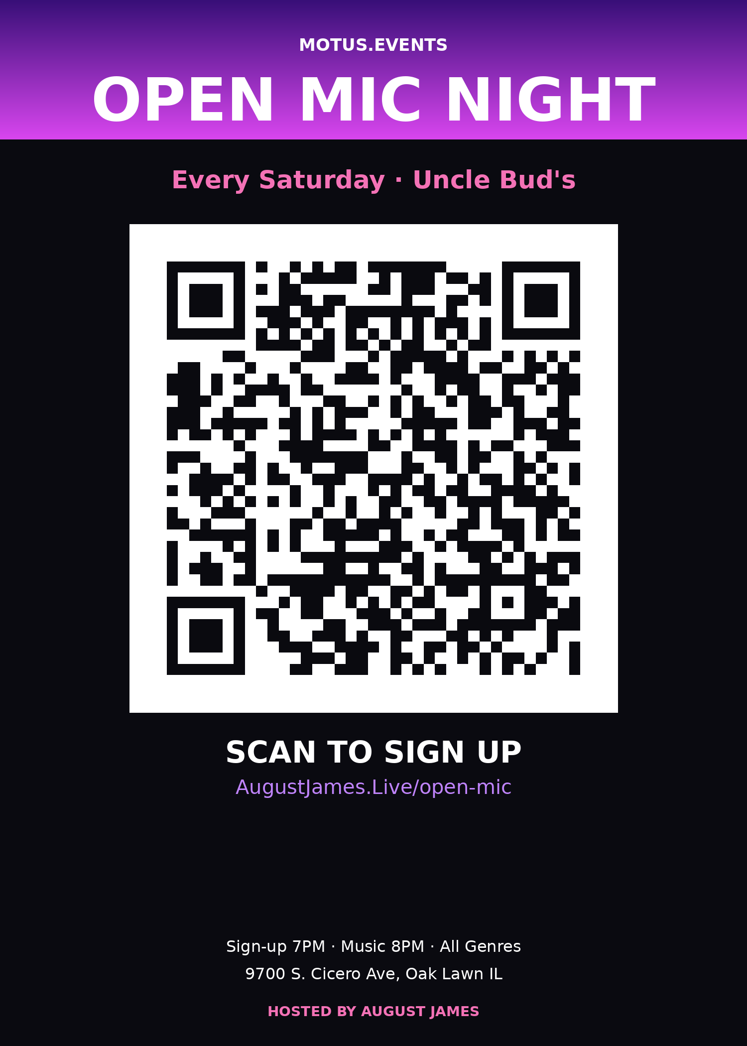 Open Mic QR Placard